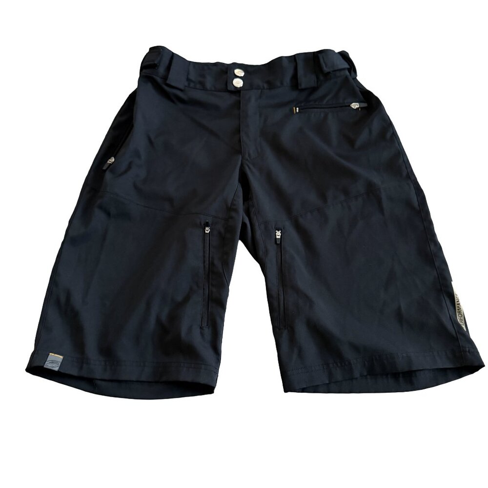 Performance Men's Large Black Cycling Cargo Zip Pocket Shorts